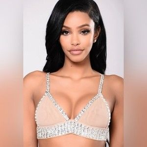 A'GACI Sequin Bralette in Nude, Small/Medium
